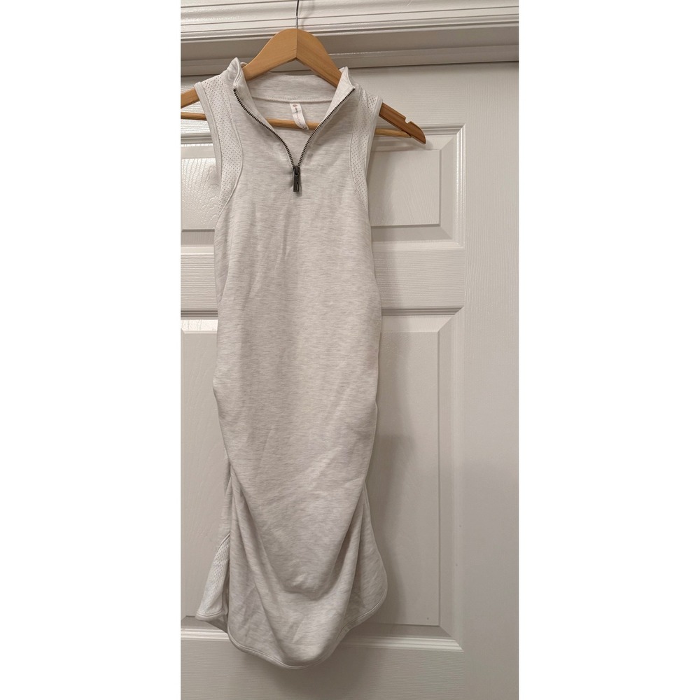 Daily Practice Mini Dress Medium Gray Quarter Zip Ruched Athletic Sleeveless